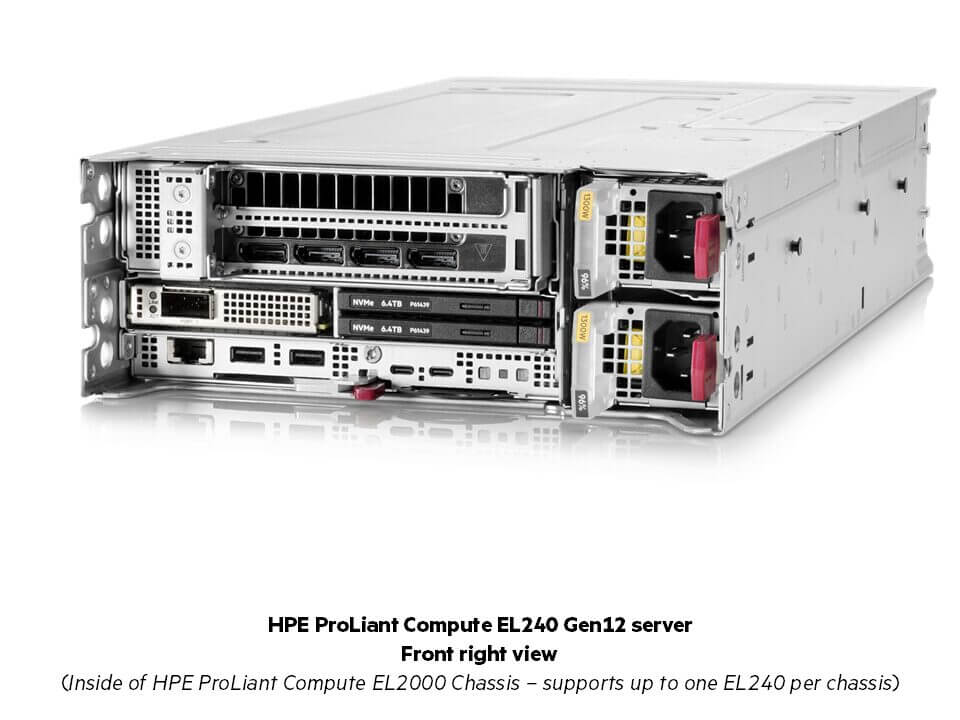 HPE ProLiant Compute EL240 Gen12 server - Front Right Inside View